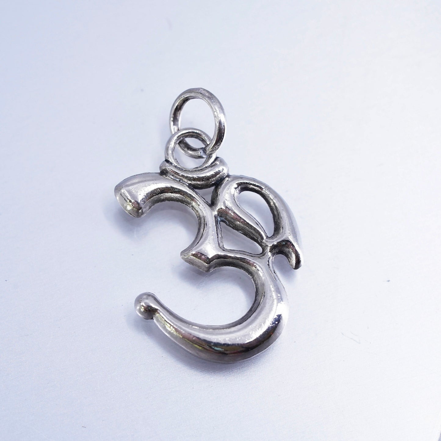 vintage sterling silver handmade pendant, 925 om aum, spiritual prayer symbol