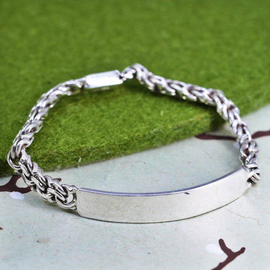 6” 6mm, Vintage Sterling silver handmade bracelet, 925 double curb chain