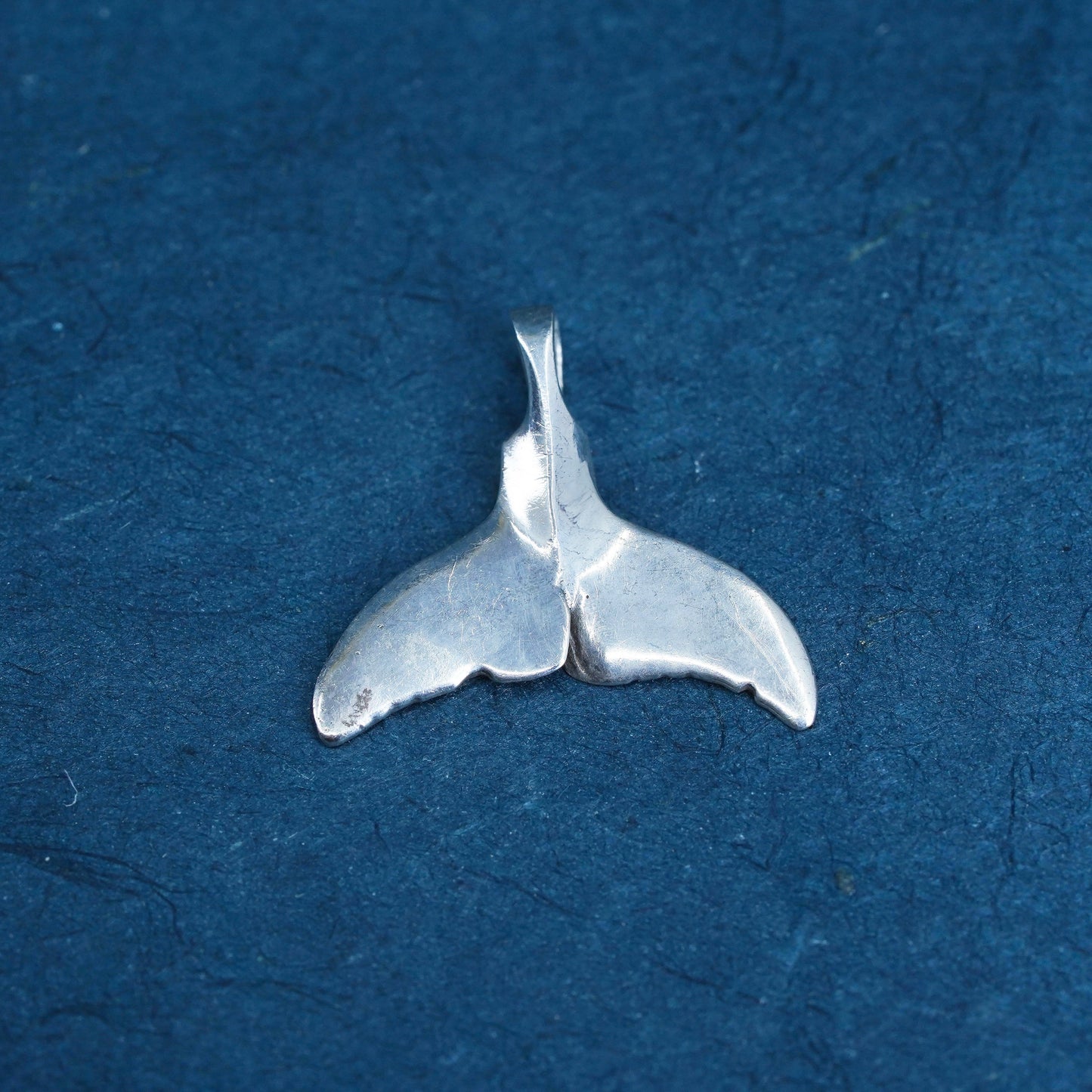 vintage Sterling 925 silver handmade whale dolphin tail pendant