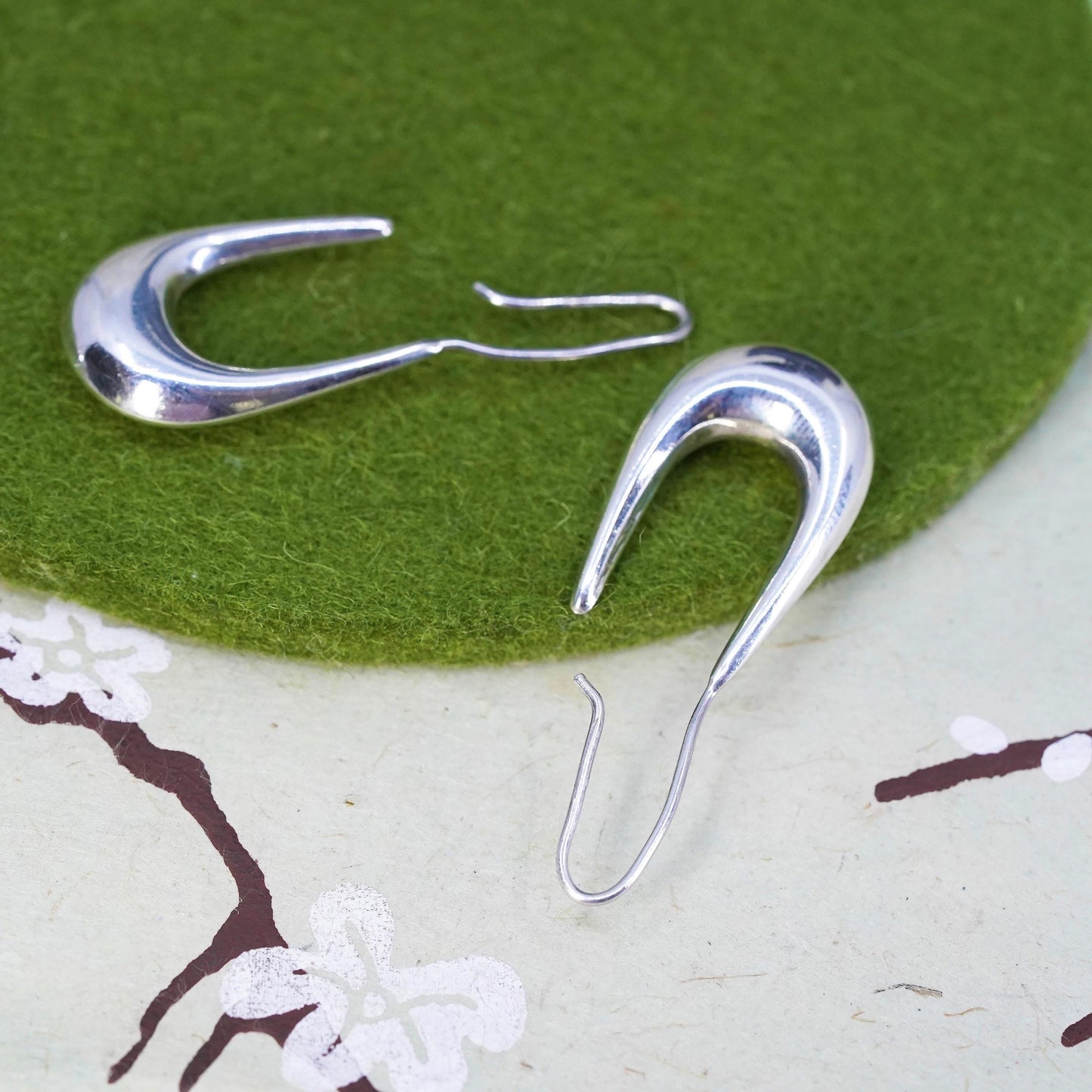 1.5" Vintage sterling silver bold earrings, fashion minimalist wide hoops