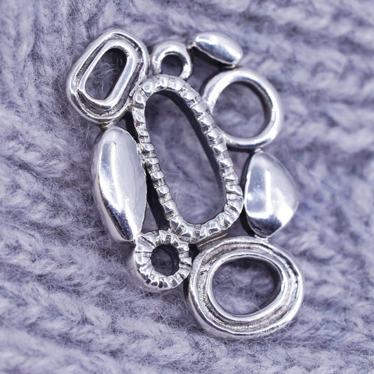 vintage Sterling silver handmade pendant, 925 multi circle pendant