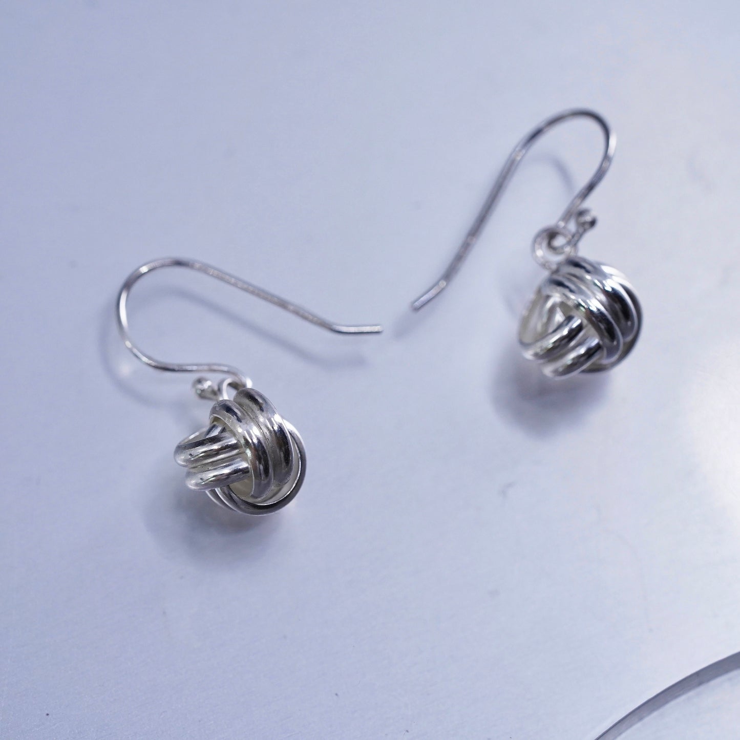 Vintage Sterling 925 silver handmade entwinted bead earrings