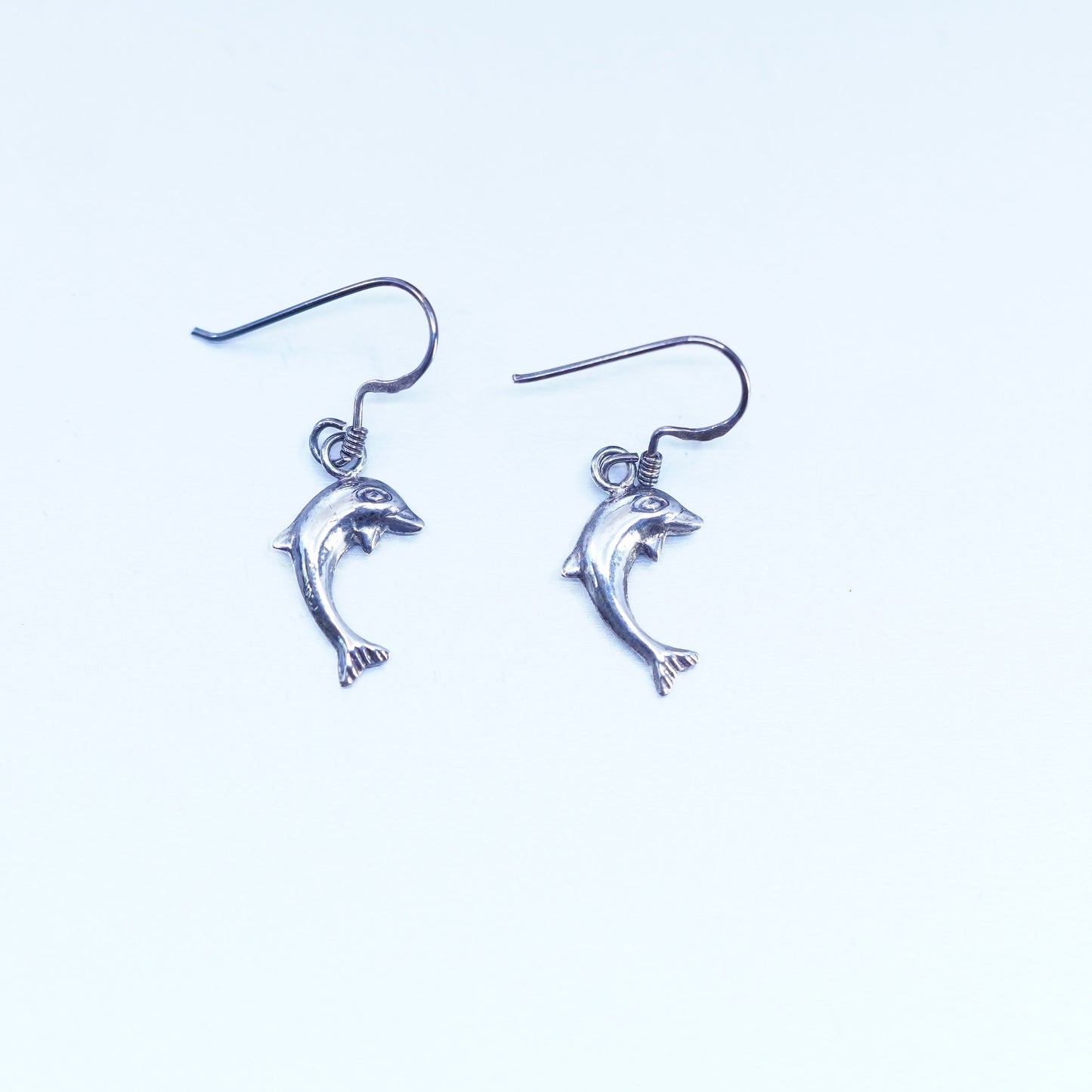 Vintage Sterling 925 silver handmade dolphin earrings