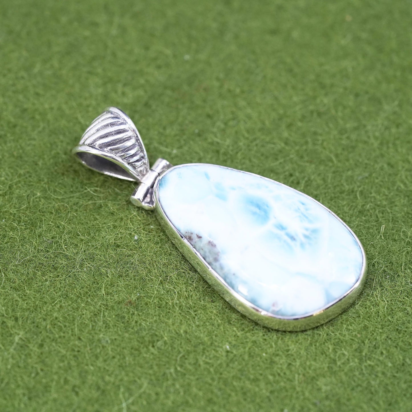 Vintage southwestern sterling 925 silver handmade pendant with Larimar