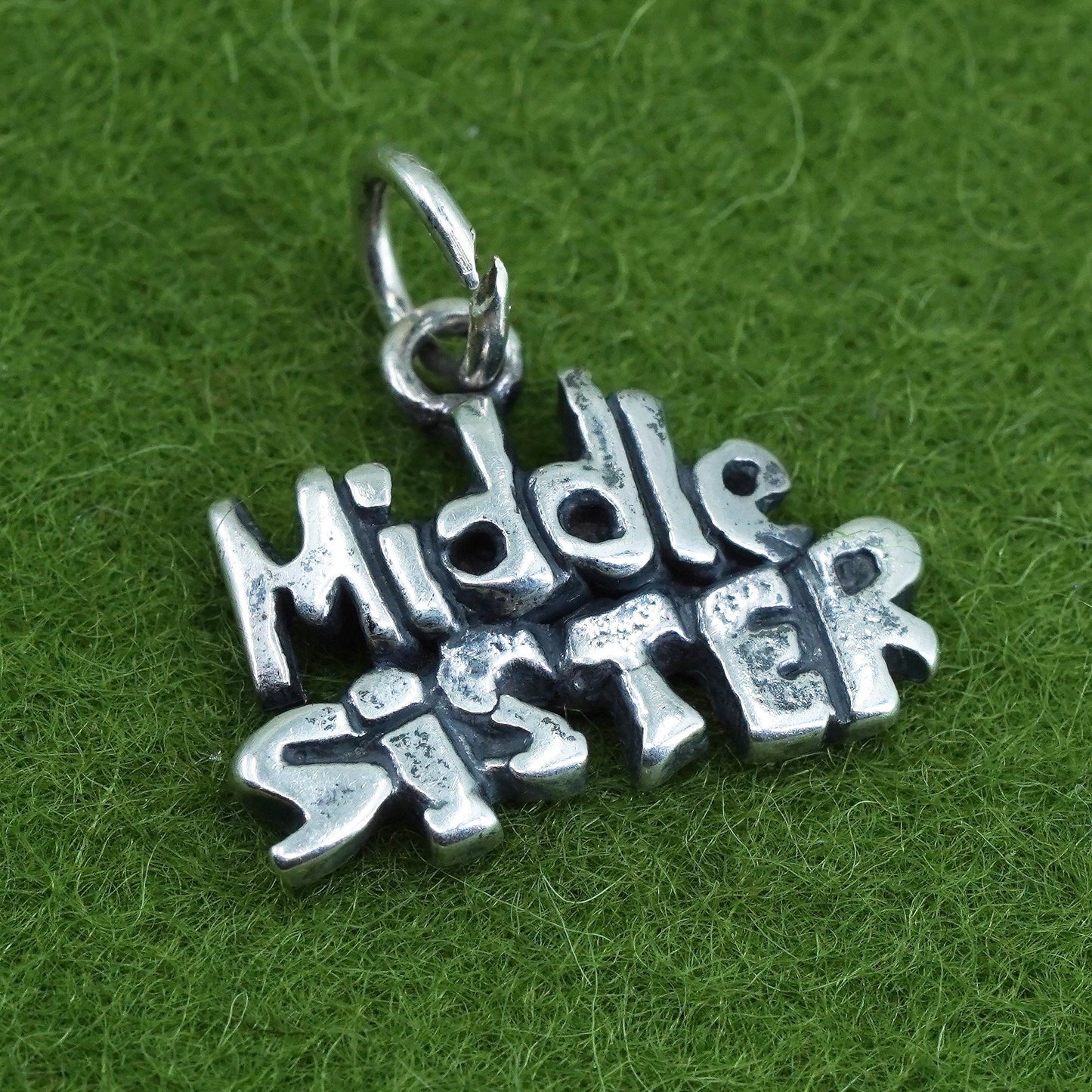 Vintage SLC sterling silver handmade pendant, 925 "middle sister" charm