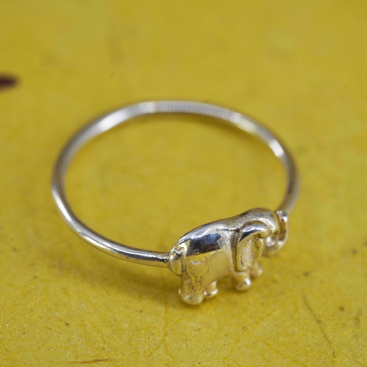 Size 5.5, vintage Sterling silver handmade ring, 925 elephant stackable ring