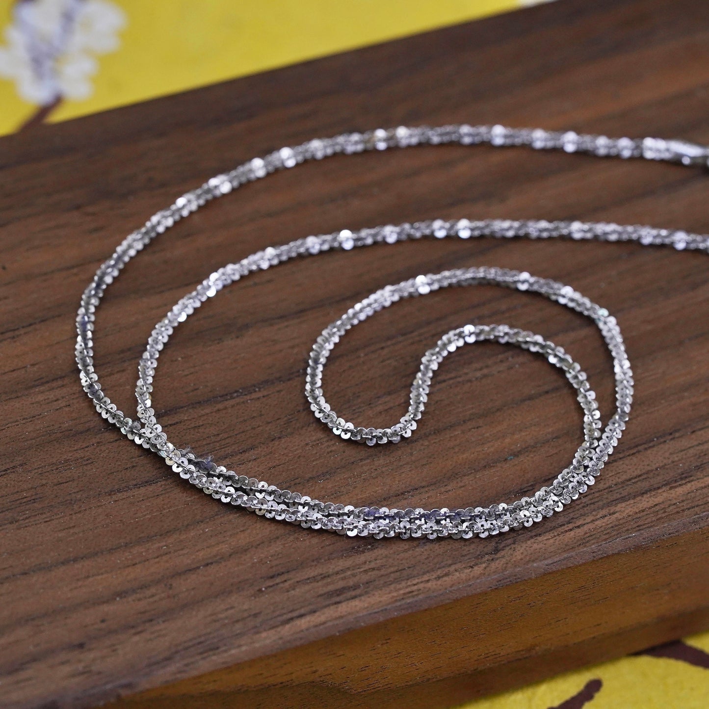 16" 2mm, vintage Sterling silver necklace, Italy 925 twisted chain