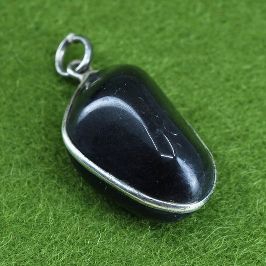 sterling sterling silver handmade pendant, 925 charm with obsidian nugget