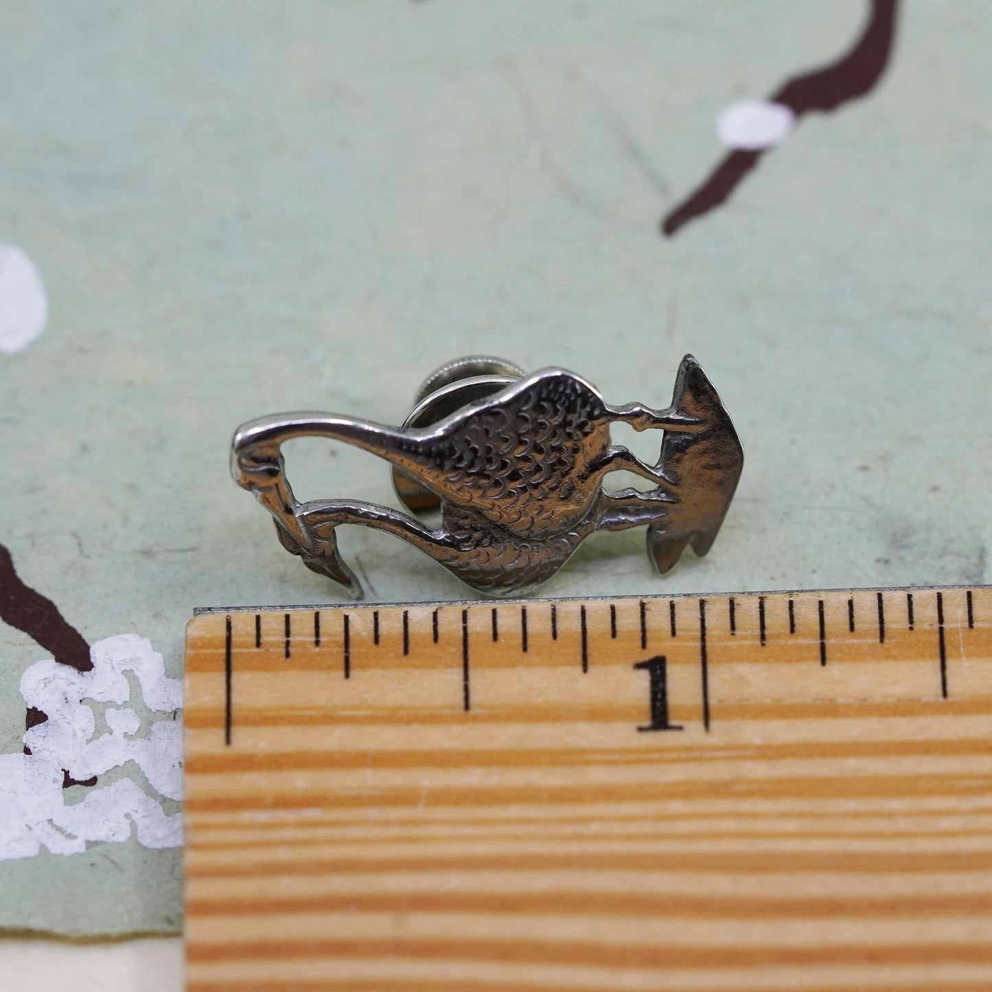 Vintage sterling silver handmade brooch, 925 love bird pin