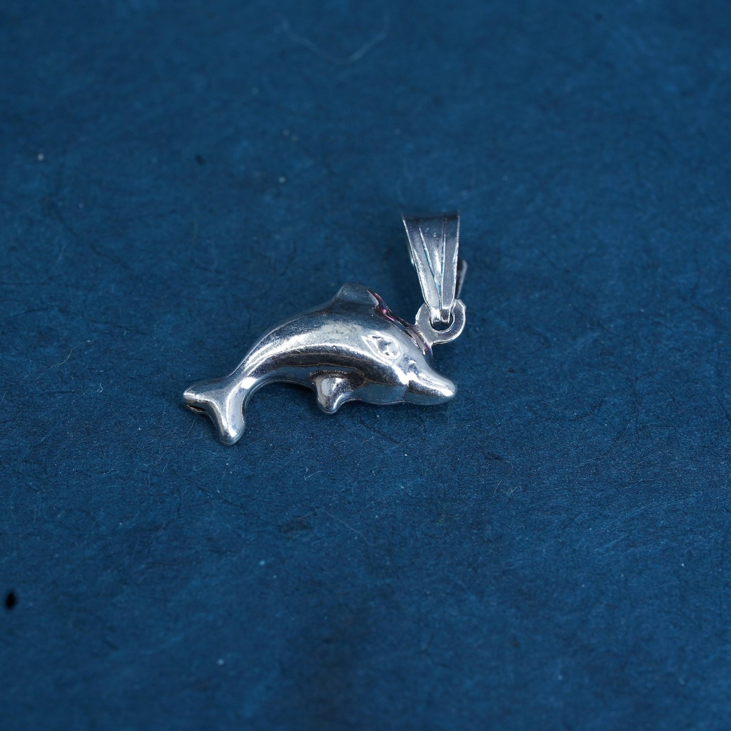 Vintage Sterling silver handmade dolphin pendant, 925 charm