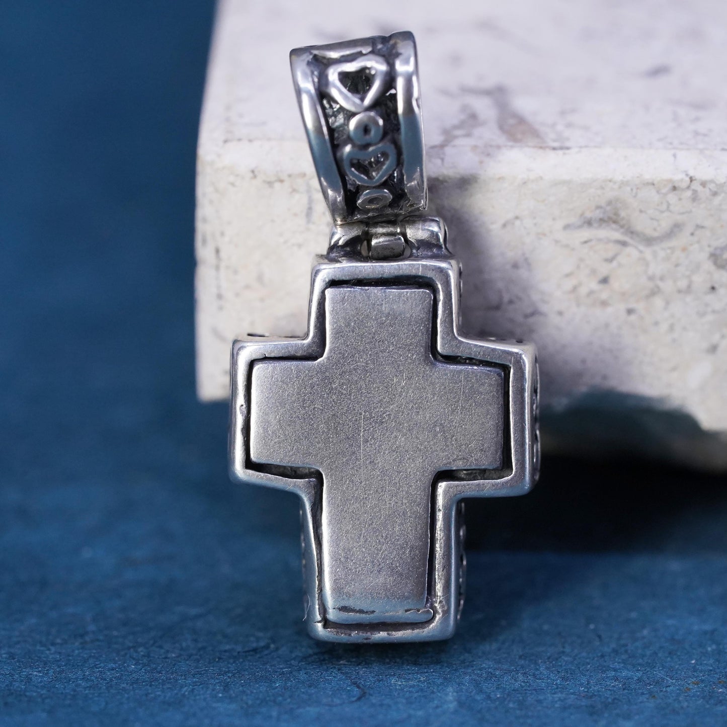 Vintage Sterling silver handmade pendant, 925 filigree cross charm