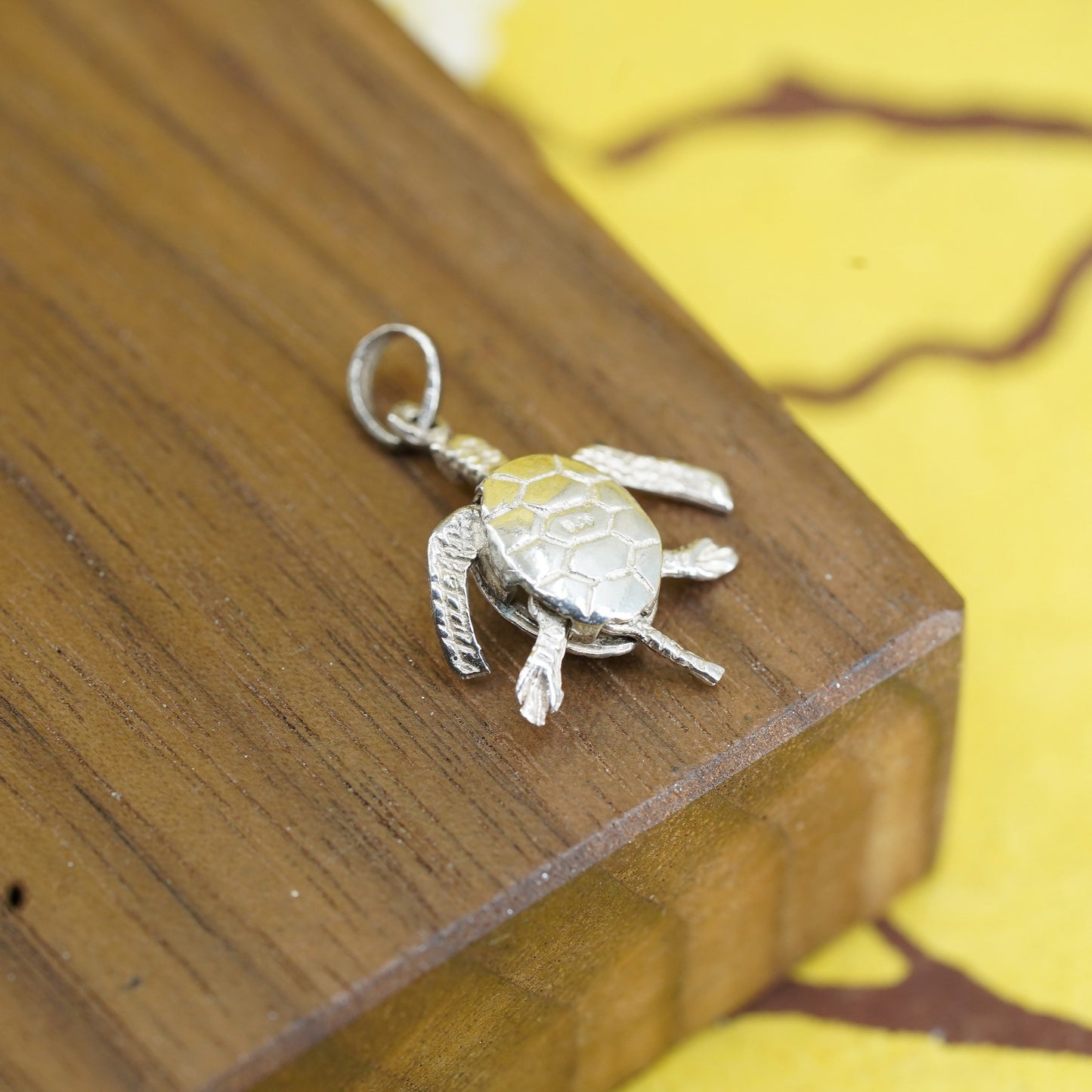 Vintage Sterling silver handmade pendant, 925 sea turtle