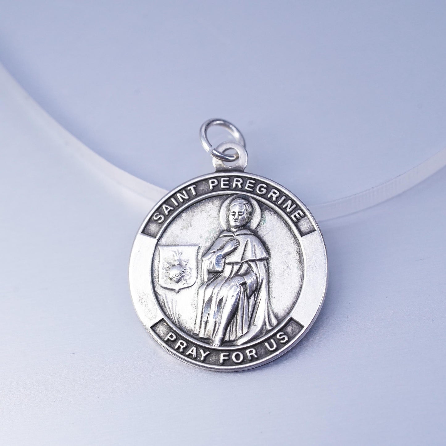 sterling 925 silver handmade “saint Peregrine Pray for Us” pendant charm