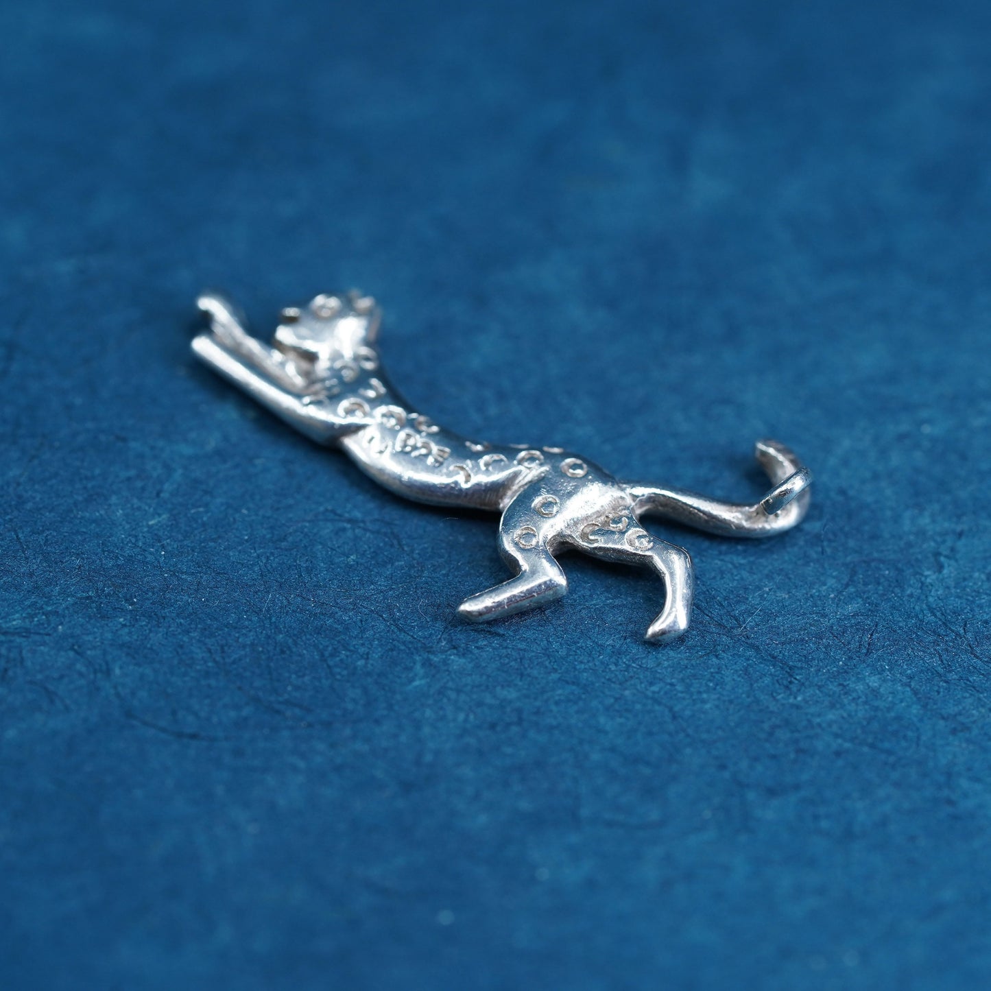 Vintage 925 Sterling Silver cheetah leopard kitty cat charm