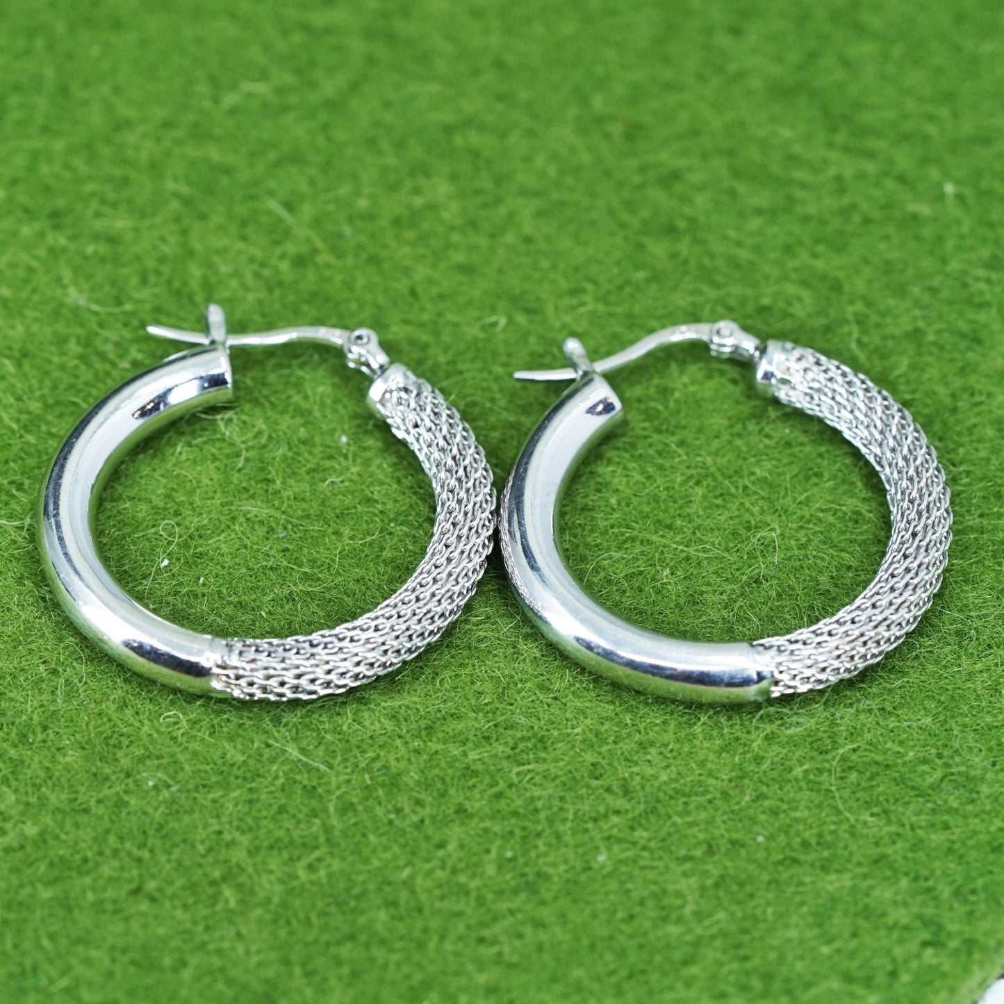 1.25”, VTG sterling silver loop earrings, fashion minimalist primitive hoops
