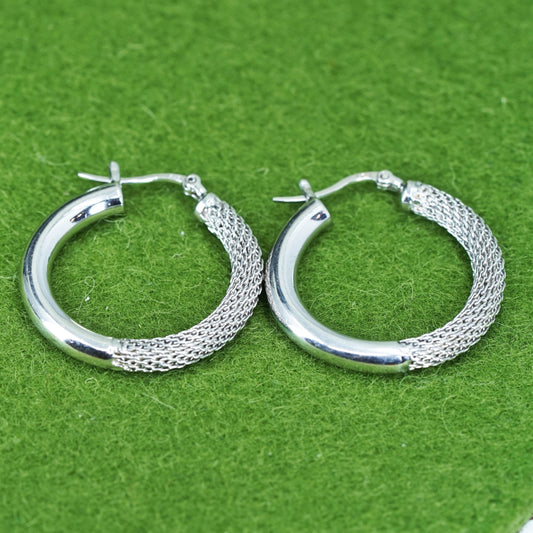 1.25”, VTG sterling silver loop earrings, fashion minimalist primitive hoops