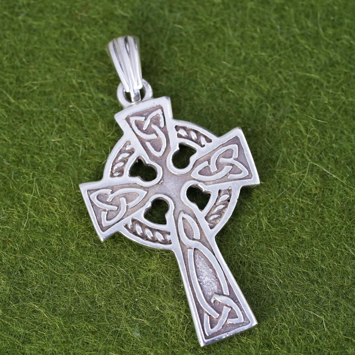 Vintage European sterling silver handmade pendant, 925 Irish Celtic cross