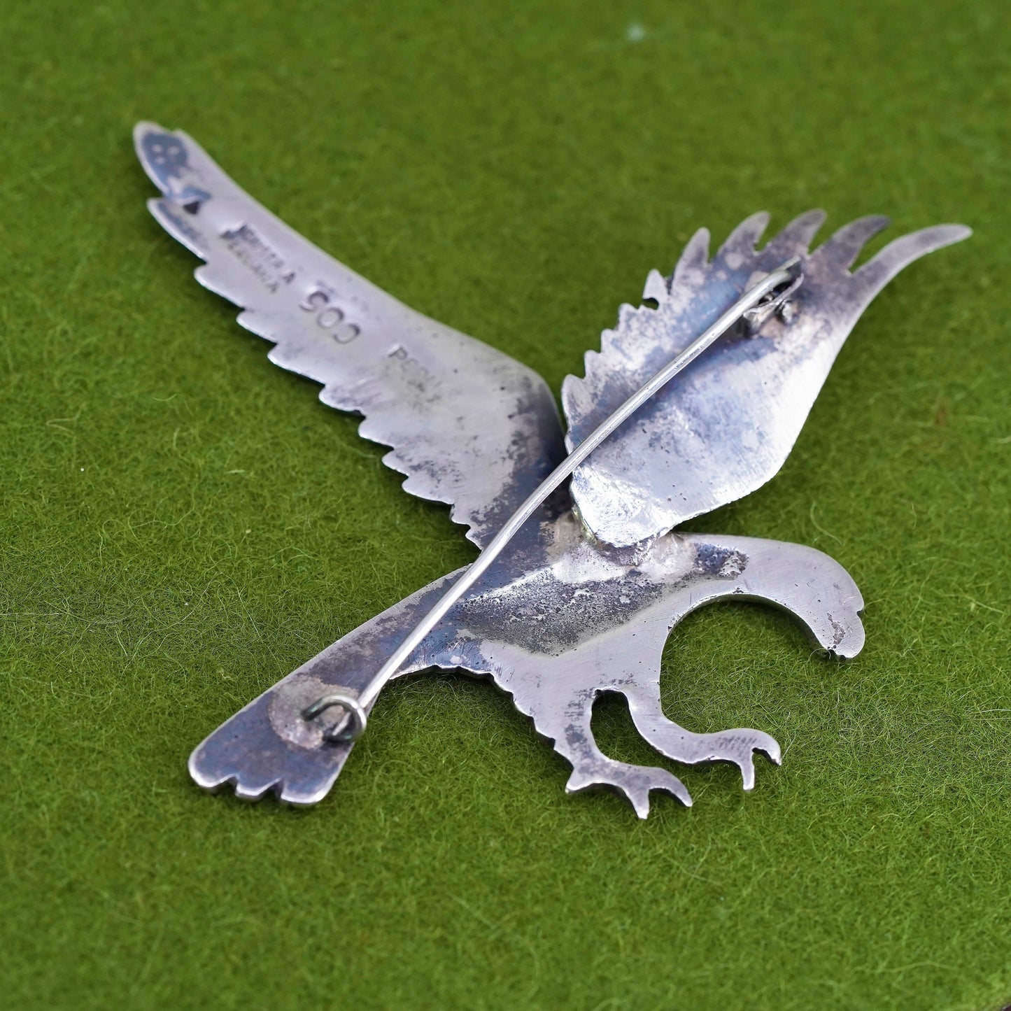 Vintage Industria Peruana 900 Sterling Silver Eagle or Condor Brooch Peruvian