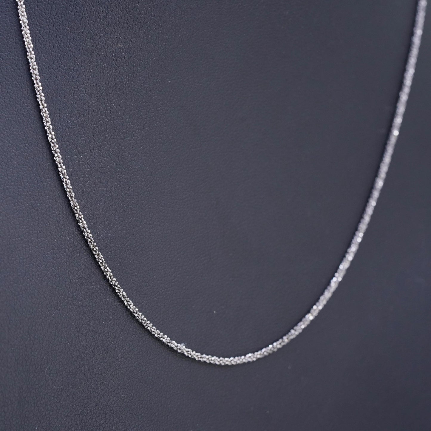 18” 1mm, Vintage sterling silver Italy 925 twisted chain, necklace