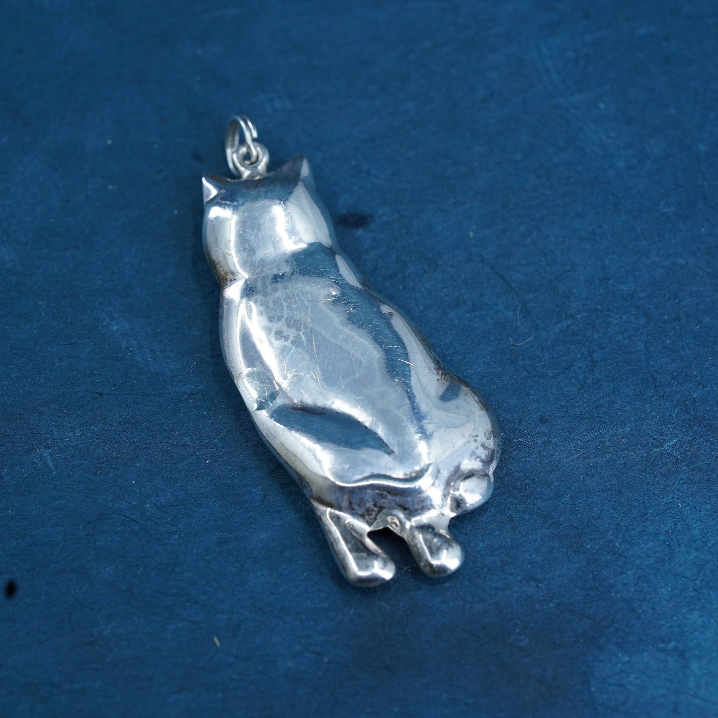 Vintage Sterling silver Handmade pendant, 925 kitty cat