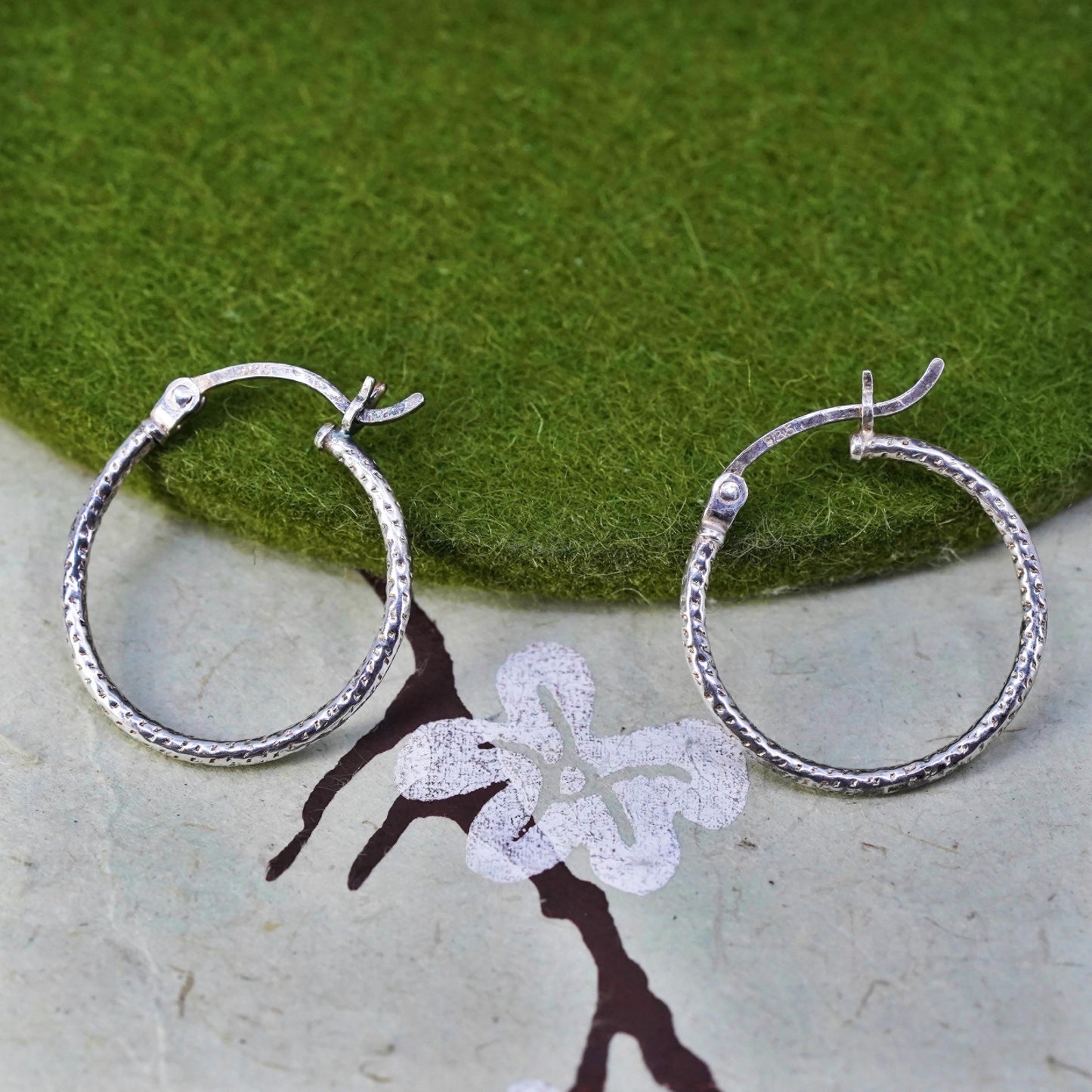 0.75", Vintage sterling silver loop earrings, fashion minimalist, 925 hoops