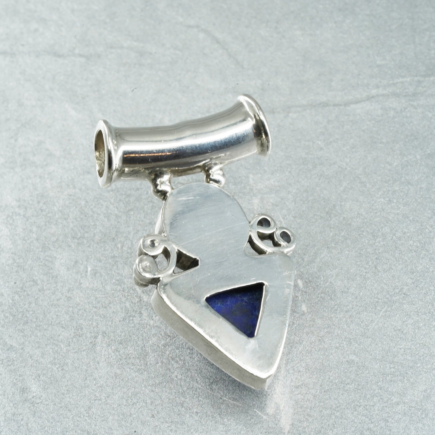 southwestern sterling 925 silver slide pendant triangular lapis lazuli pearl