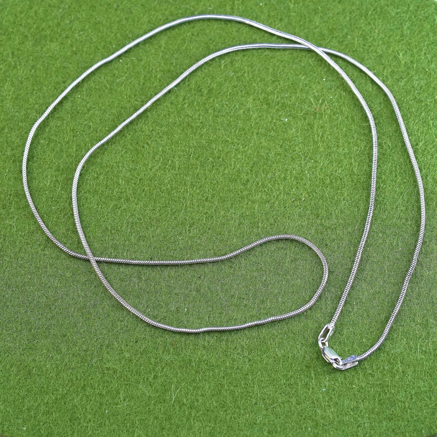 24", 1mm, Vintage sterling silver snake chain, Italy 925 necklace