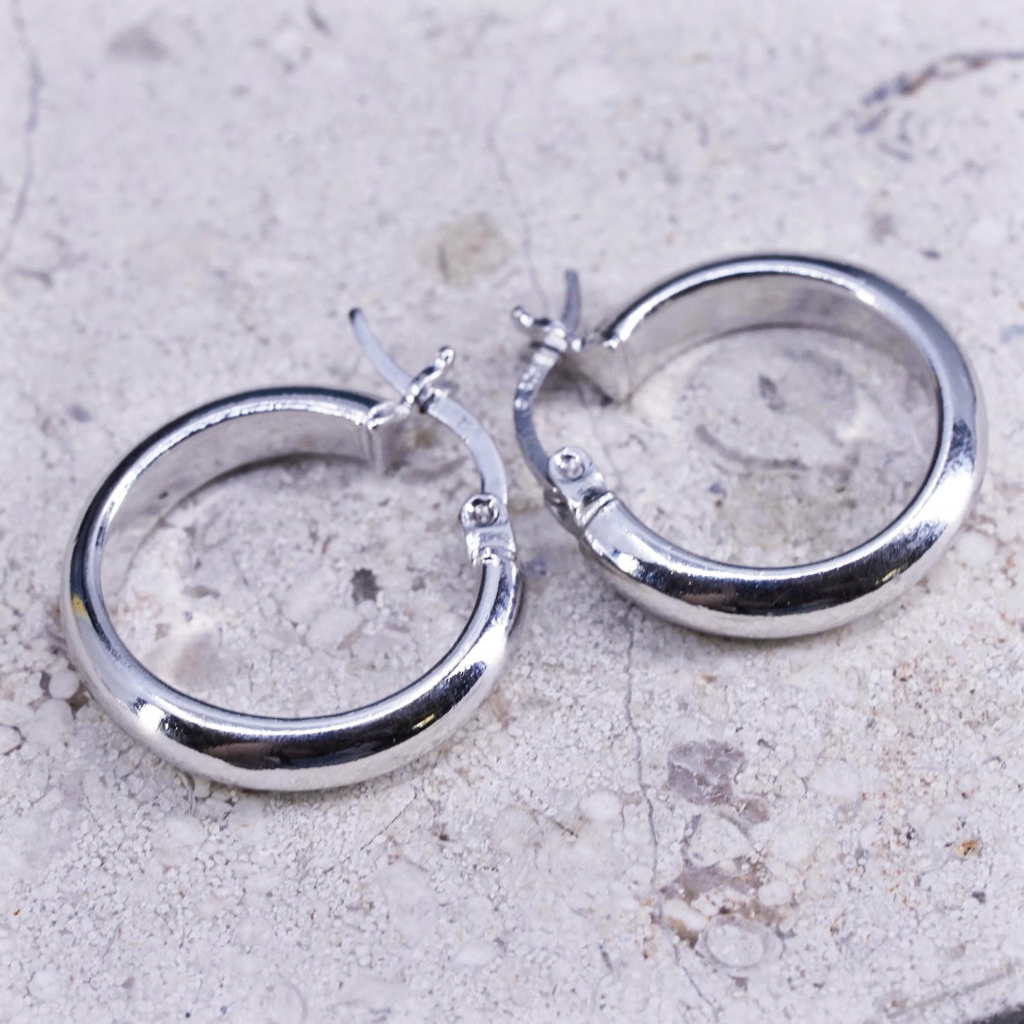 0.5”, vintage Sterling silver handmade hoop earrings, 925 huggie