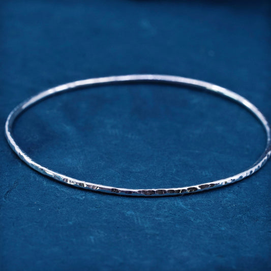 8.5”, vintage sterling silver handmade bracelet, stackable textured 925 bangle