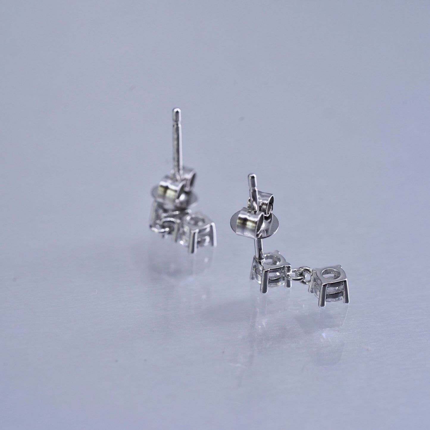 Vintage Sterling 925 silver earrings, studs with round Cz inlay