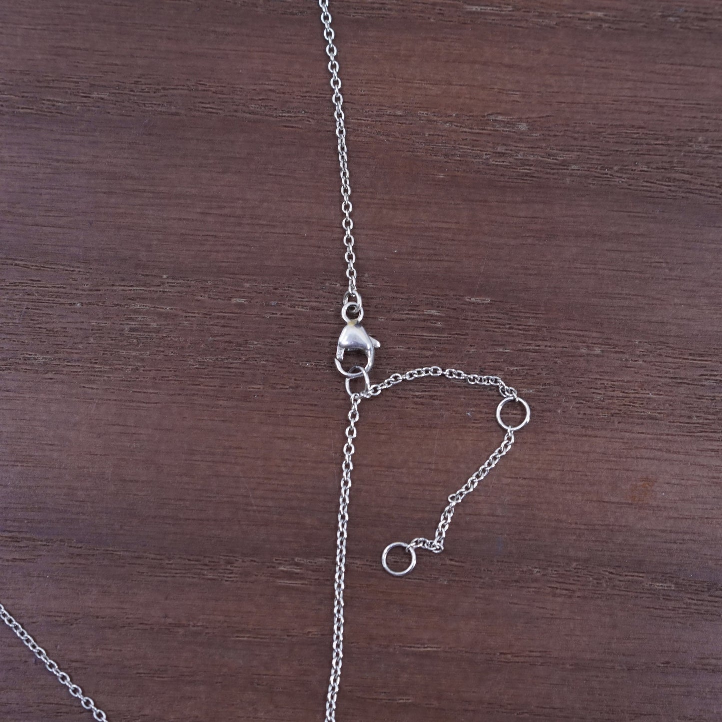 16+2”, 1mm, vintage Sterling silver necklace, 925 circle chain with Cz pendant