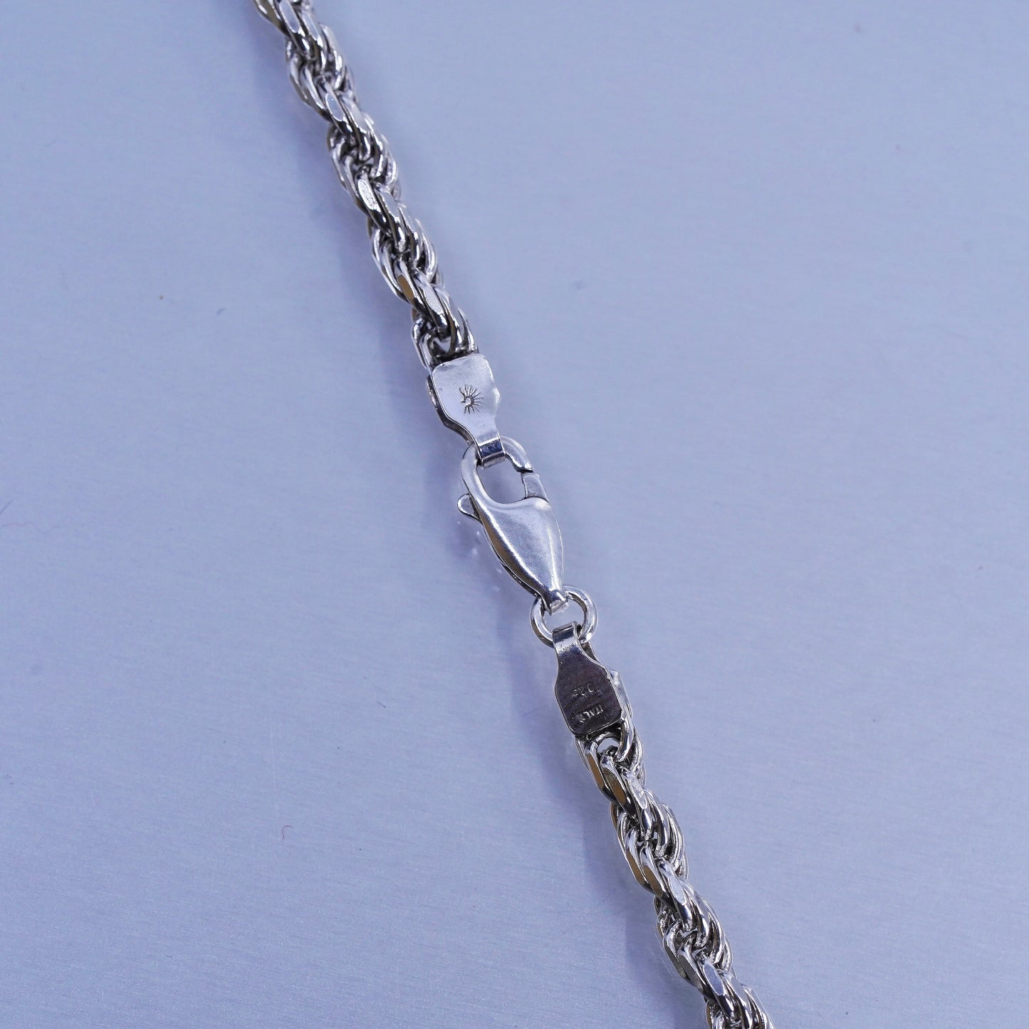 20” 4mm, vintage Italy Sterling 925 silver bold diamond cut rope chain necklace