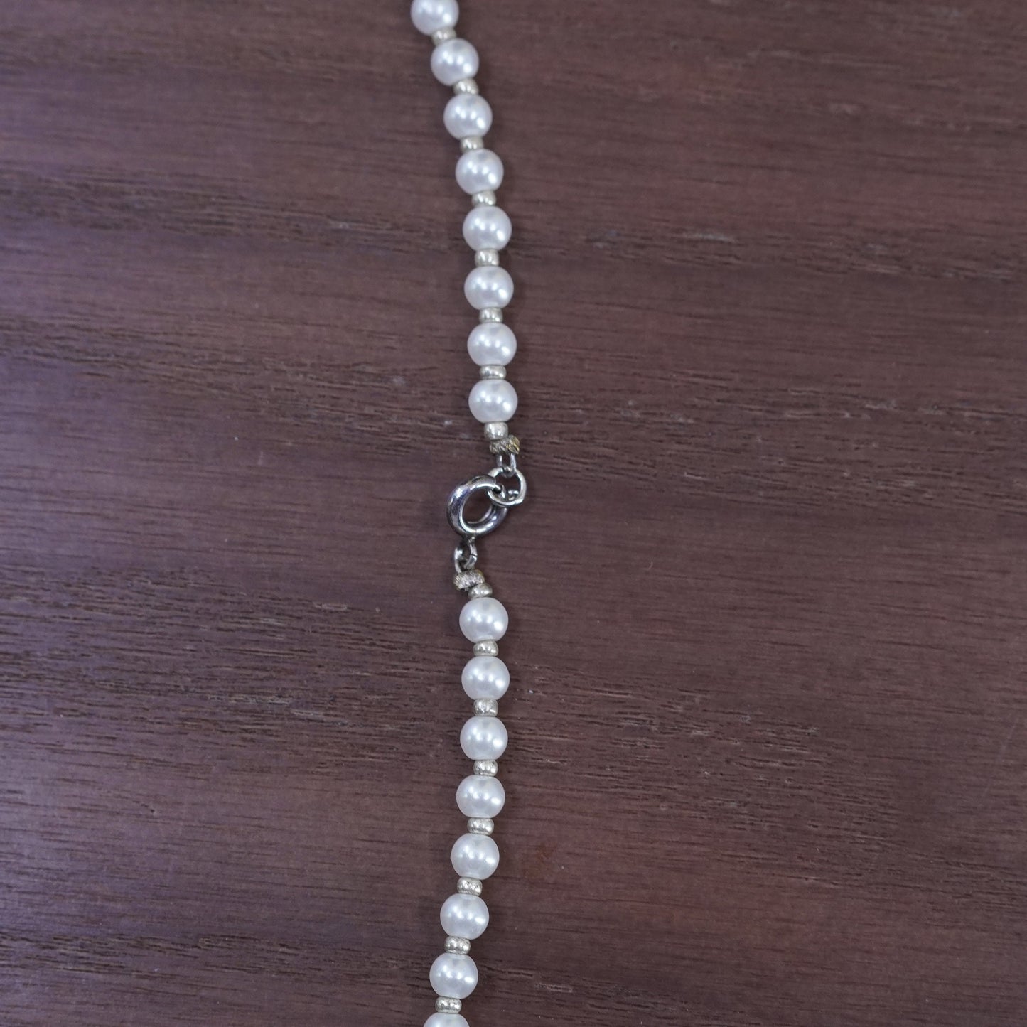 16”, Sterling silver 925 handmade necklace with 4mm freshwater pearl and jade