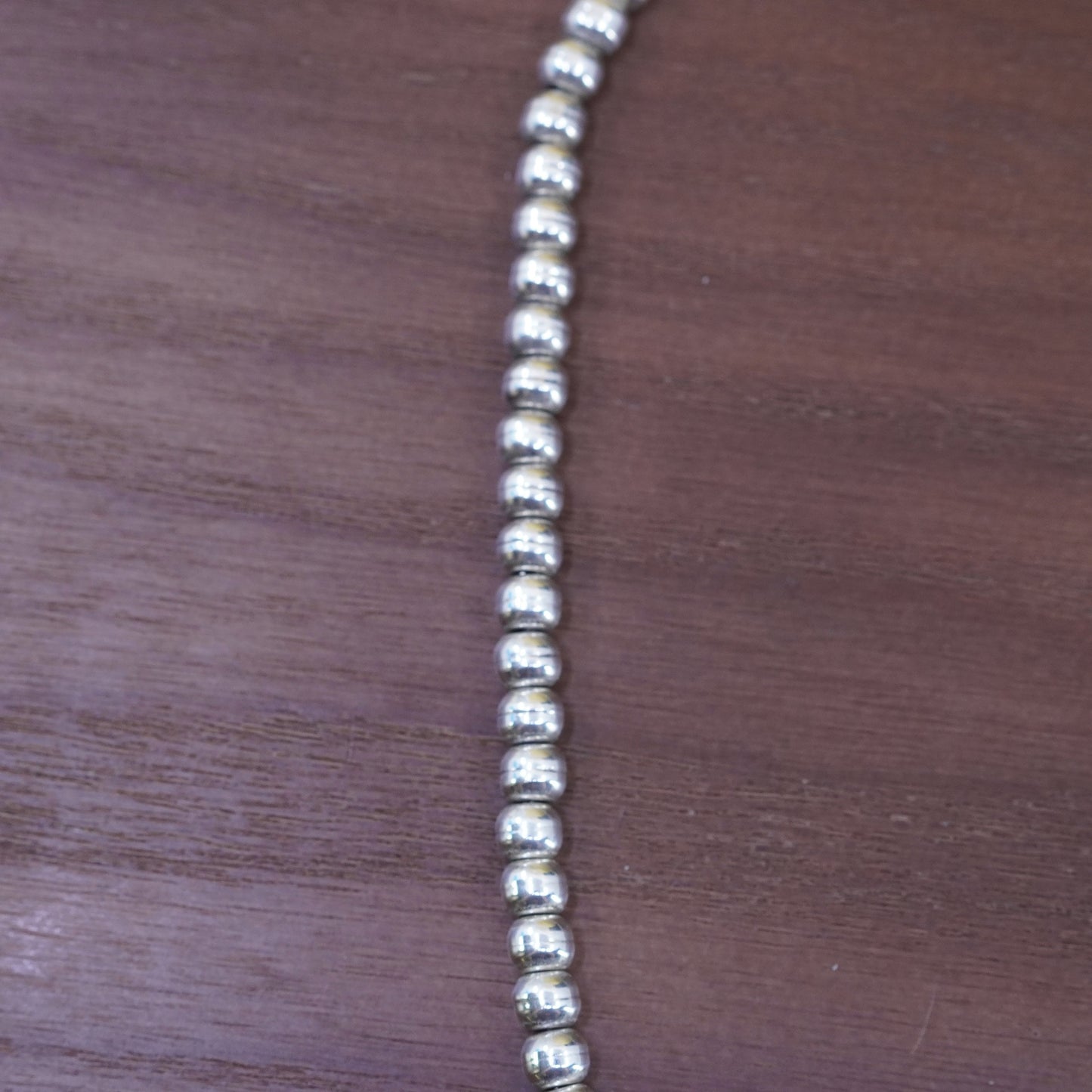 18” 6mm, vintage Sterling silver handmade necklace, 925 bead chain