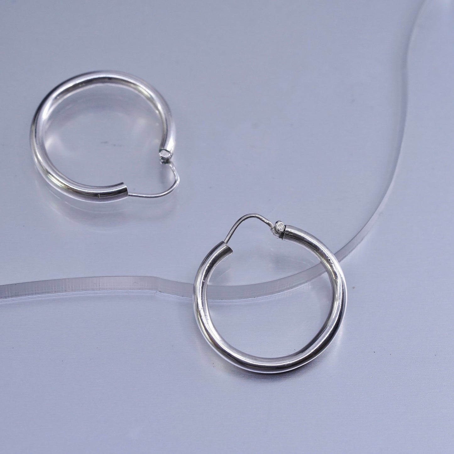 0.75”, vintage Sterling silver handmade earrings, 925 hoops