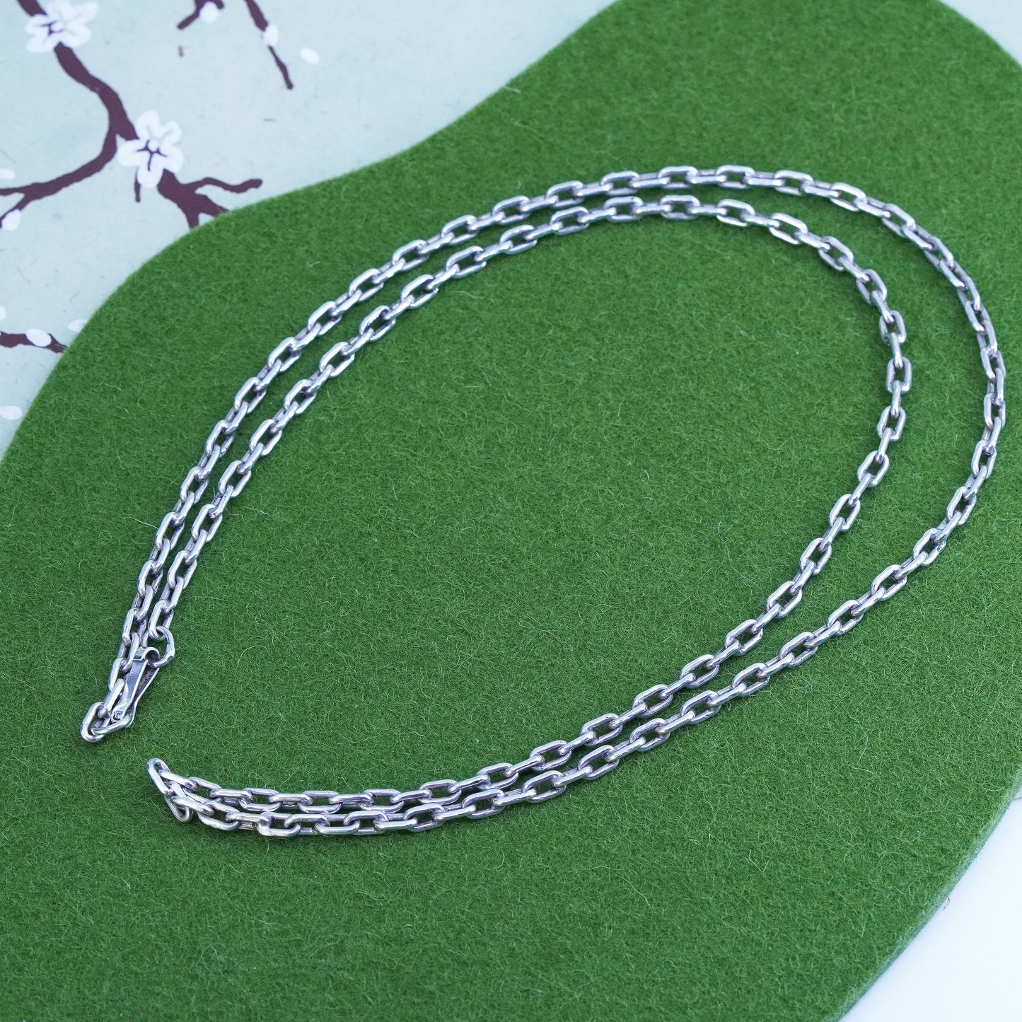 28” 4mm, vintage Mexican Sterling silver necklace, 925 elongated chain