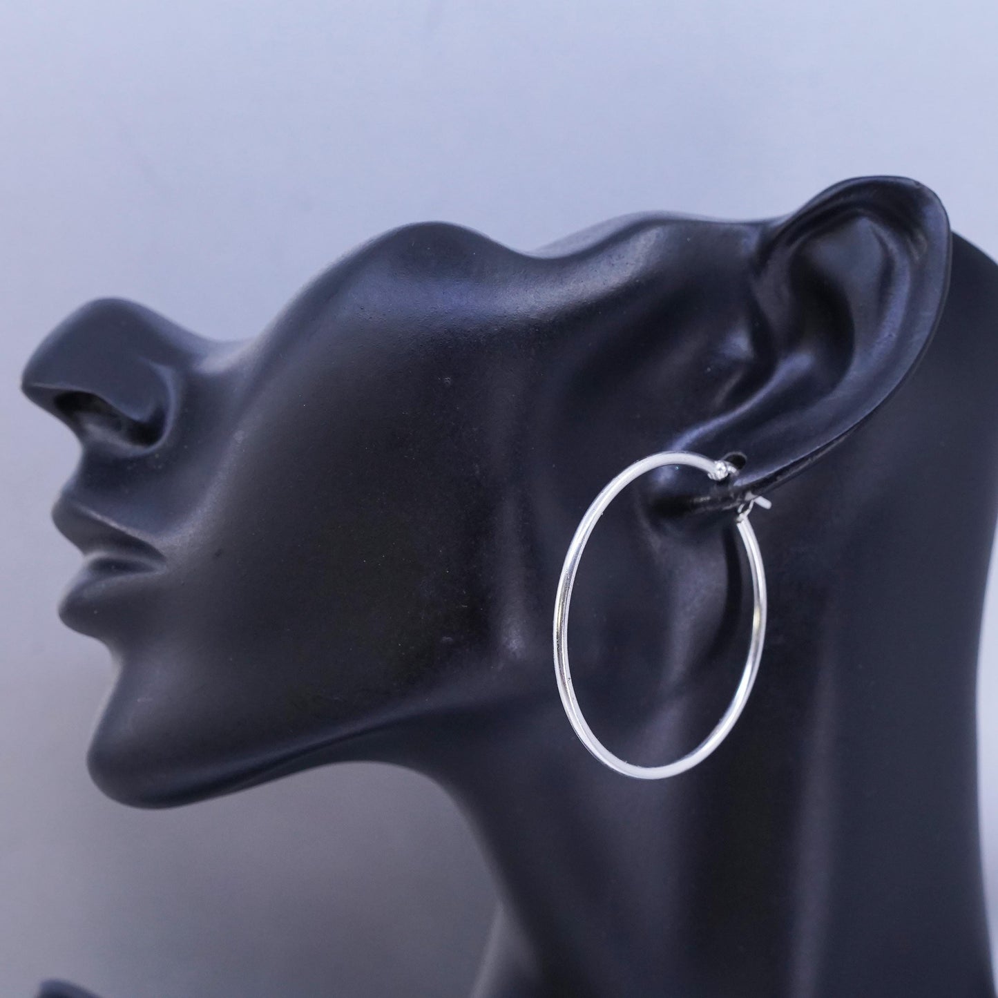 1.75”, vintage Sterling silver handmade earrings, 925 hoops