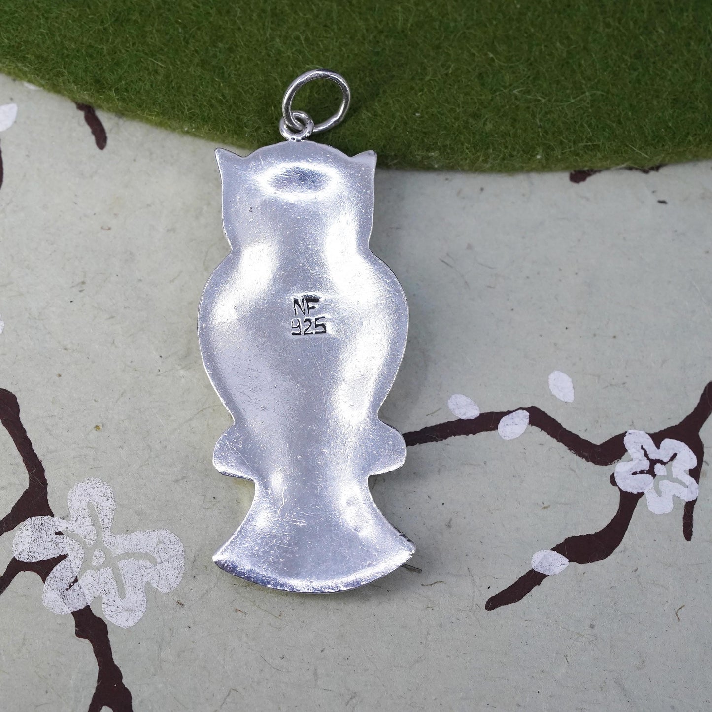 Vintage Sterling 925 Silver handmade owl bird pendant