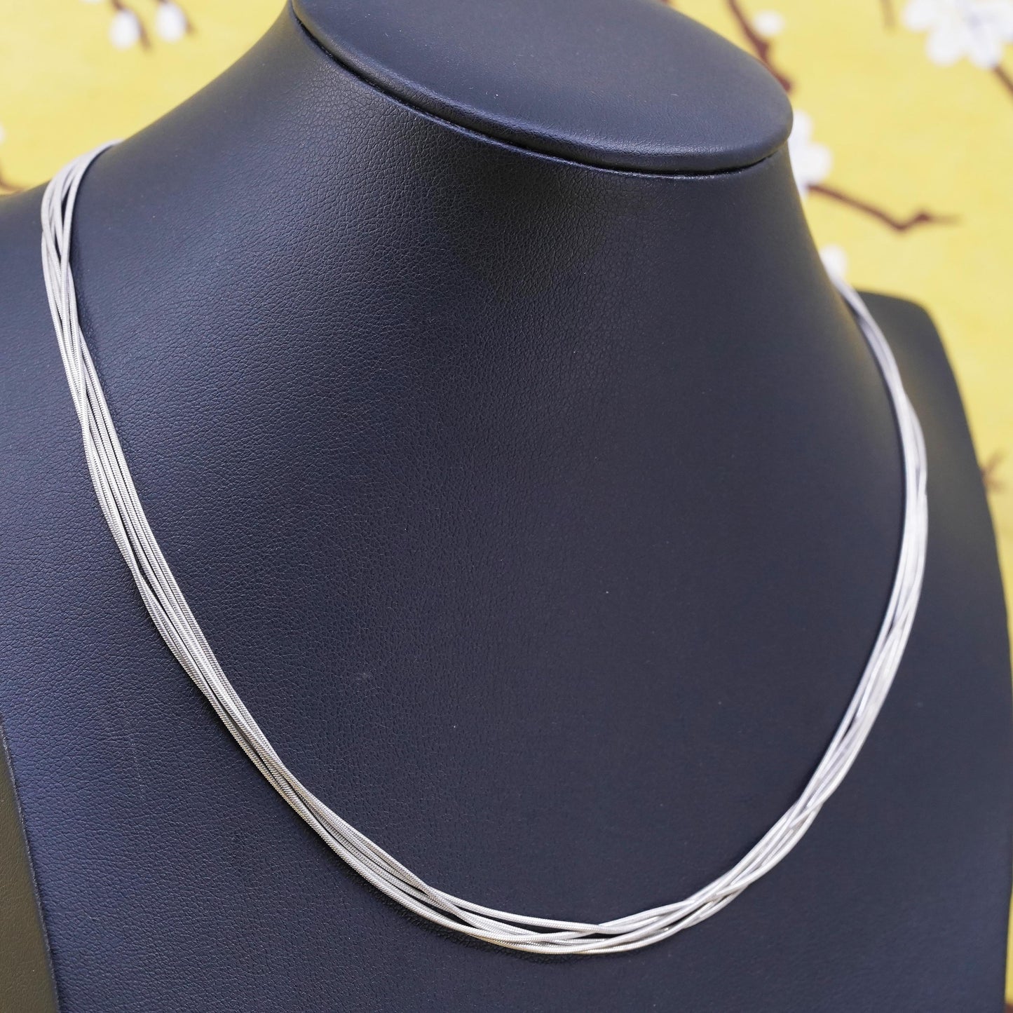 16”, Italy Sterling silver handmade necklace, multi 5 strands snake chains