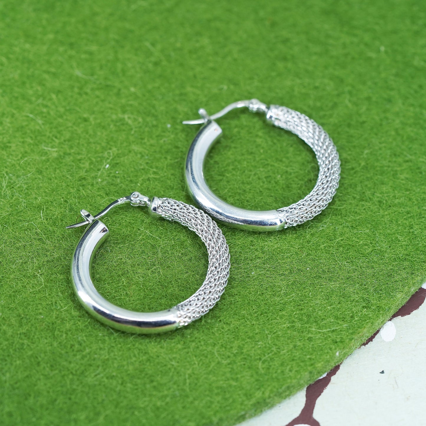 1.25”, VTG sterling silver loop earrings, fashion minimalist primitive hoops