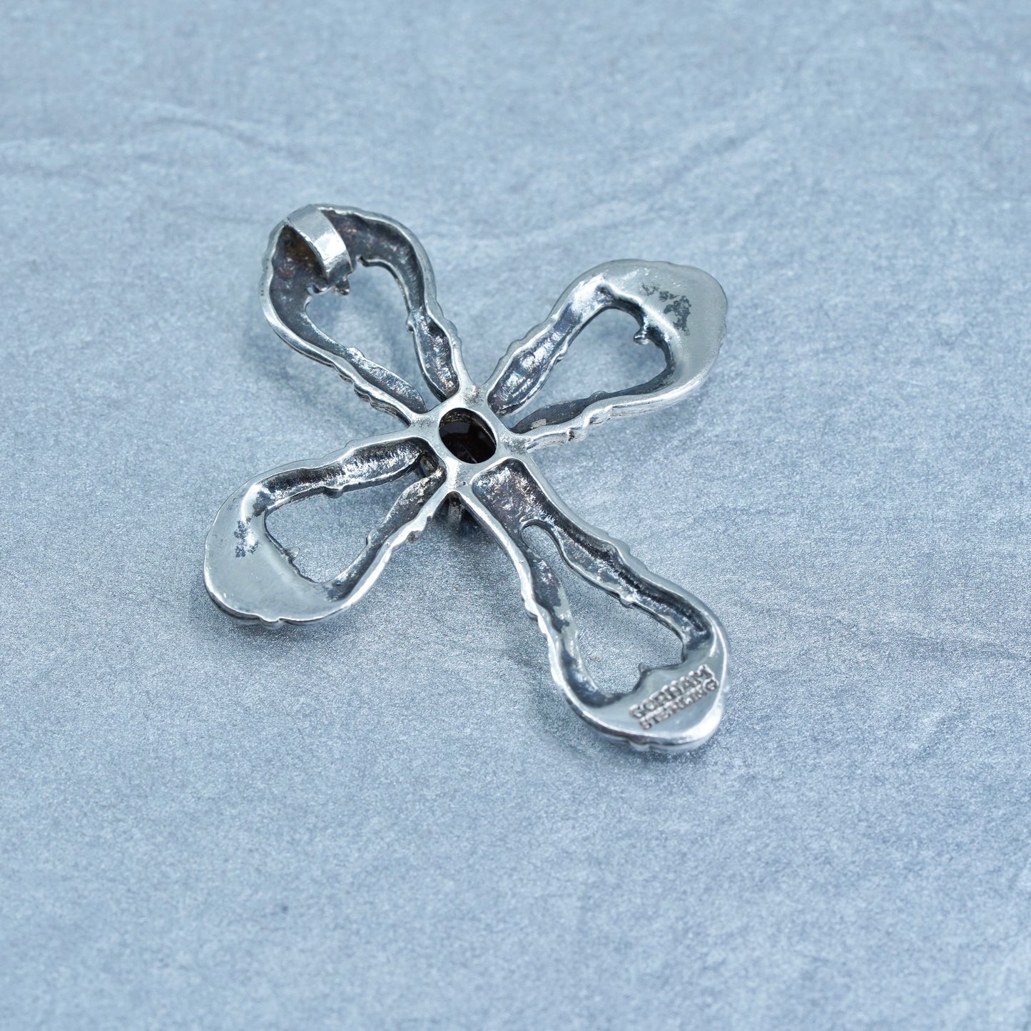 Antique silver tone handmade charm, 925 cross pendant