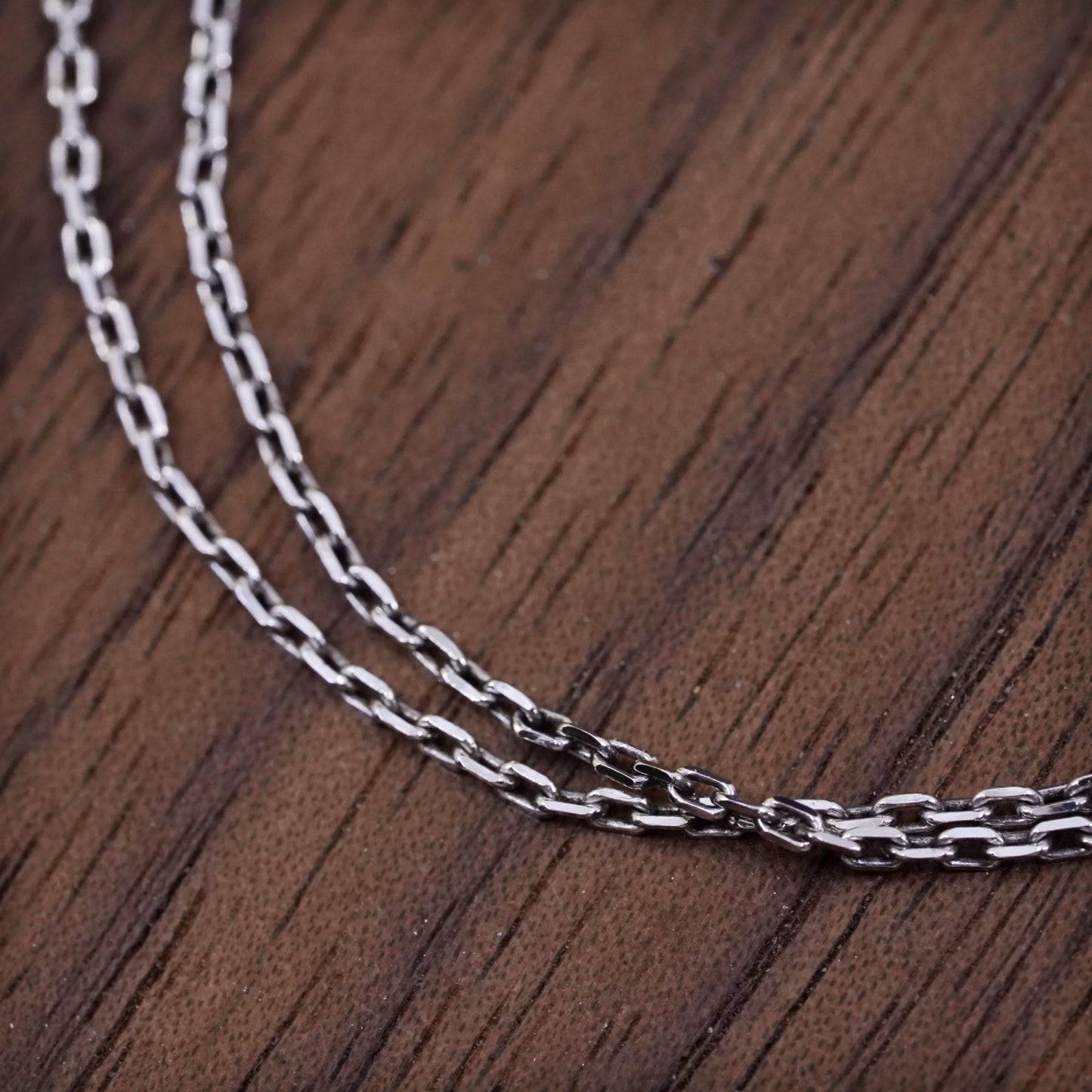 18" 1mm, vintage Sterling silver necklace, 925 flatten circle link chain