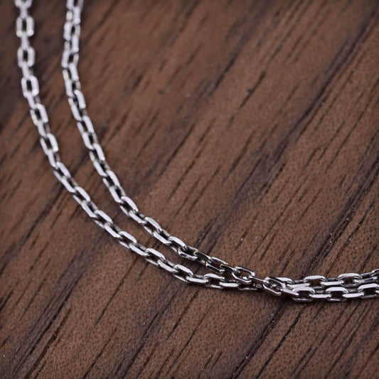 18" 1mm, vintage Sterling silver necklace, 925 flatten circle link chain