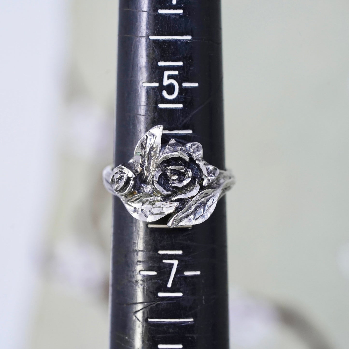 Size 6, vintage southwestern Sterling 925 silver handmade rose ring