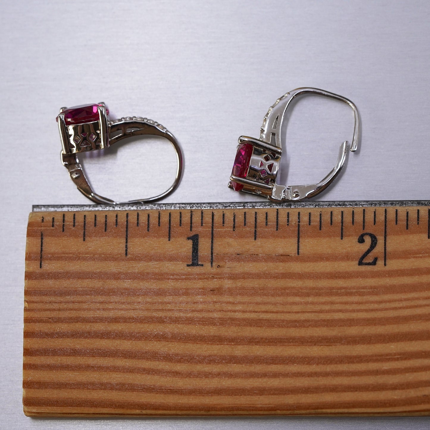 Vintage Sterling 925 silver earrings with ruby