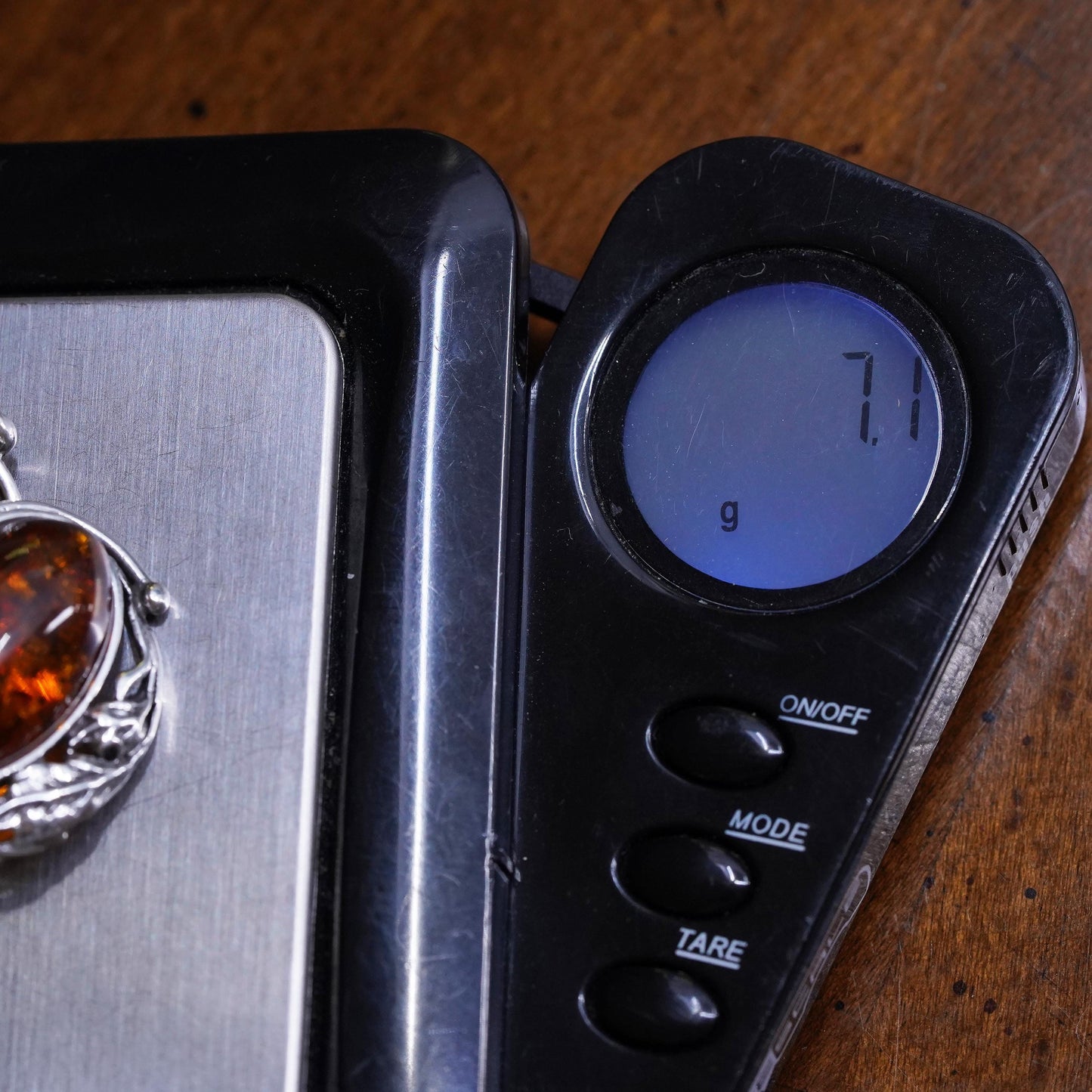 Vintage sterling silver handmade earrings, 925 oval studs with amber and leaves