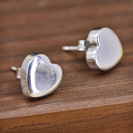 Vintage Dyadema Sterling silver handmade earrings, 925 heart studs