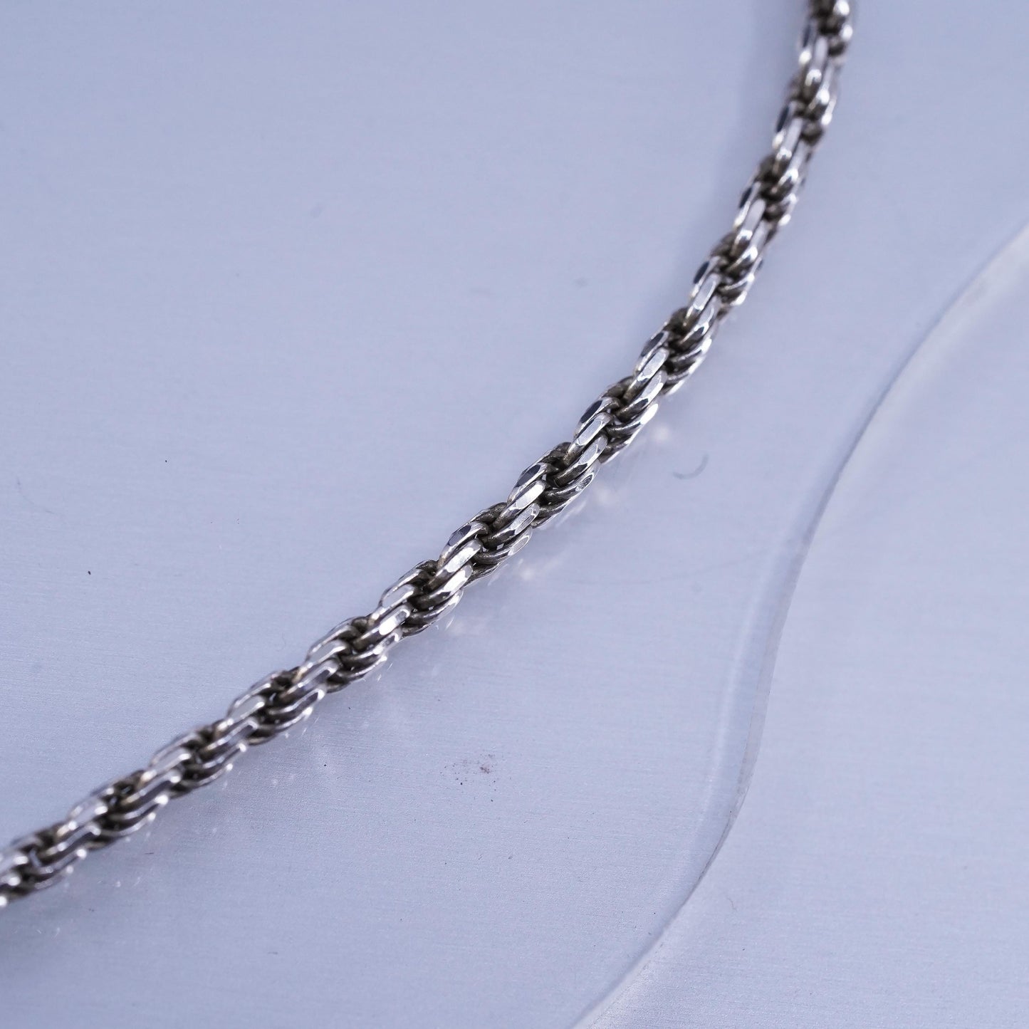 30” 2mm, vintage Sterling 925 silver bold rope chain necklace