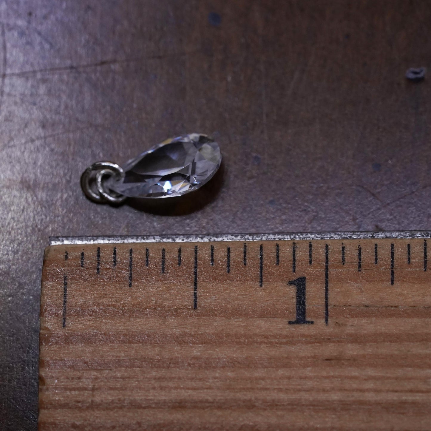 Vintage Sterling 925 silver handmade pendant with teardrop natural crystal