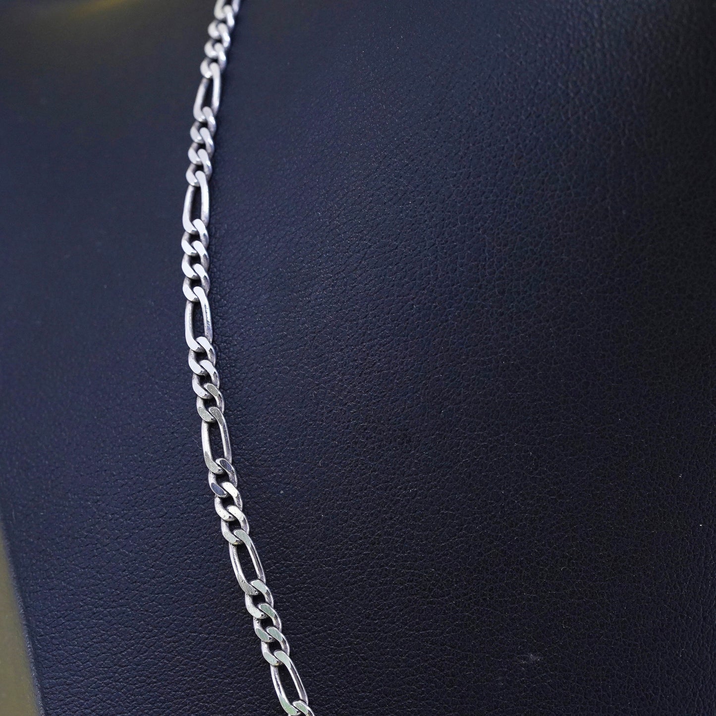 18" 3mm, vintage Italian sterling silver bold elongated chain, 925 necklace